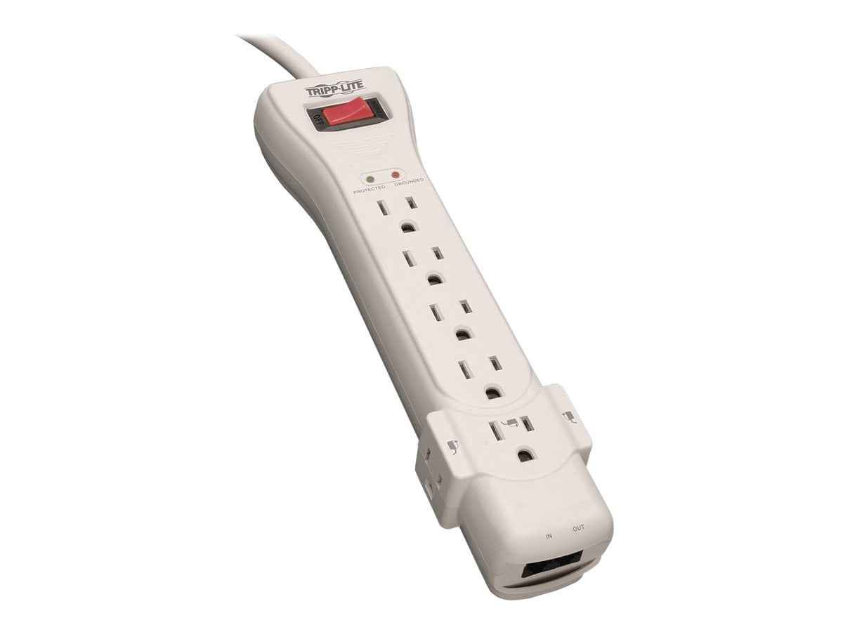 Tripp Lite Surge Protector Power Strip 120V 7 Outlet RJ11 15' Cord 2520 Joules - Surge protector - 15 A - AC 120 V - output connectors: 7 - attractive gray - for P/N: CLAMPUSBLK, CLAMPUSW
