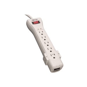 Tripp Lite Surge Protector Power Strip 120V 7 Outlet RJ11 15' Cord 2520 Joules - Surge protector - 15 A - AC 120 V - output connectors: 7 - attractive gray - for P/N: CLAMPUSBLK, CLAMPUSW