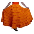 thumbnail image 1 of Phagun Jupe Longue Décontractée Orange pour Femmes, Maxi d'Été, Vêtements Indiens-14, 1 of 6