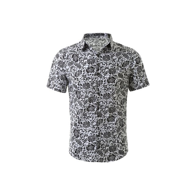 INSPIRE CHIC Men's Shirts Short Sleeve Floral Printed Button Front Beach Hawaiian Shirt 46 White