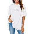 thumbnail image 1 of JIRNDf Hauts pour Femmes Tendance d'Été T-Shirts Surdimensionnés à Imprimé de Lettres Col Rond Manches Courtes Manches Courtes Décontracté Ample Sport Décontracté Uni Adolescentes Jolis T-Shirts Graphiques pour Femmes Chemises Blanc TTG, 1 of 4