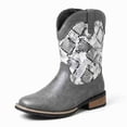 thumbnail image 1 of Men's Western Cowboy Boots with Snake Print - Mid-Calf Rodeo Boots with Square Toe Low Heel Boots Non-Slip Casual, 1 of 6