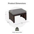 thumbnail image 2 of Gymax Ensemble de 2 Poufs Repose-Pieds en Rotin Mobilier de Patio avec Coussin Gris, 2 of 10