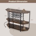 thumbnail image 2 of Gymax 3 Tier Wine Bar Cabinet with Storage Shelves Glass Holders Bottle Racks Brown, 2 of 9