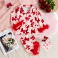 thumbnail image 2 of AJIWYH Pyjama de la Saint-Valentin pour Filles, Imprimé Doux, Ensemble de Pyjama Décontracté et Confortable Rouge pour 4-5 Ans, 2 of 8