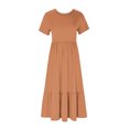 thumbnail image 3 of Fshaion Robe d'Été pour Femmes 2024 Grande Taille Décontractée à Manches Courtes Col Ras du Cou Robe Décontractée Fluide à Volants Maxi Robe de Plage avec Poches Liquidation à Moins de 10!, 3 of 5