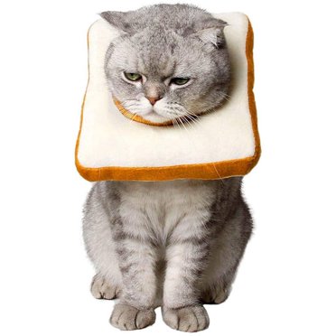 Adjustable Cat E-Collar, Cute Toast Neck Cone After Surgery, Wound Healing Protective Cone Bread Surgery Recovery Elizabethan Collars, Soft Edge For Kitten And Cats
