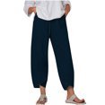thumbnail image 2 of RXIRUCGD Women's Summer Comfortable Loose Wide Legged Fashion Solid Color Capris, Blue, Size: M, 2 of 5