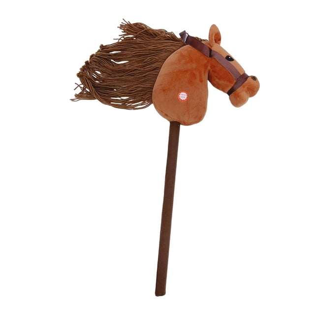 Lipstore Stick Horse Riding Toy with Pole Pretend Play Horse on A Stick Performance Props Brown