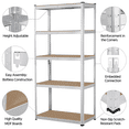 thumbnail image 4 of FullFurnique 71″ Height Metal Storage Rack with Adjustable Shelves, Silver, 4 of 8