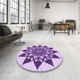 thumbnail image 4 of Ahgly Company Tapis Rond Lavable en Machine Intérieur Transitionnel Fleur Rose, 6 Pieds Rond, 4 of 7
