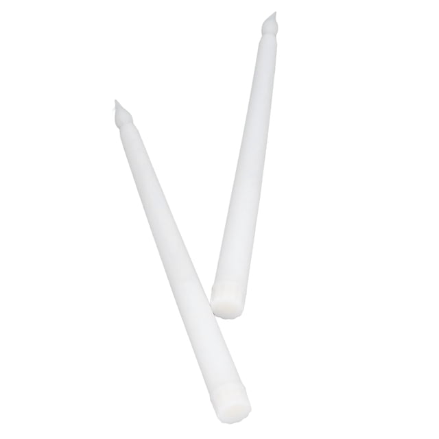 LED Taper Candles, Romantic Wiring Free 2pcs Battery Powered Plastic LED Candle Light For Festival For Pet For Birthday Party White Shell,Half Spray Gold,Half Spray