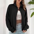 thumbnail image 2 of Yuyuzo Womens Zipper Front Cardigan Long Sleeve Oversized Sweater Knitted Cardigans Jacket, 2 of 5