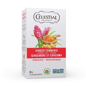 Celestial Seasonings Organics Ginger et des sachets de thé à base de plantes tumériques
