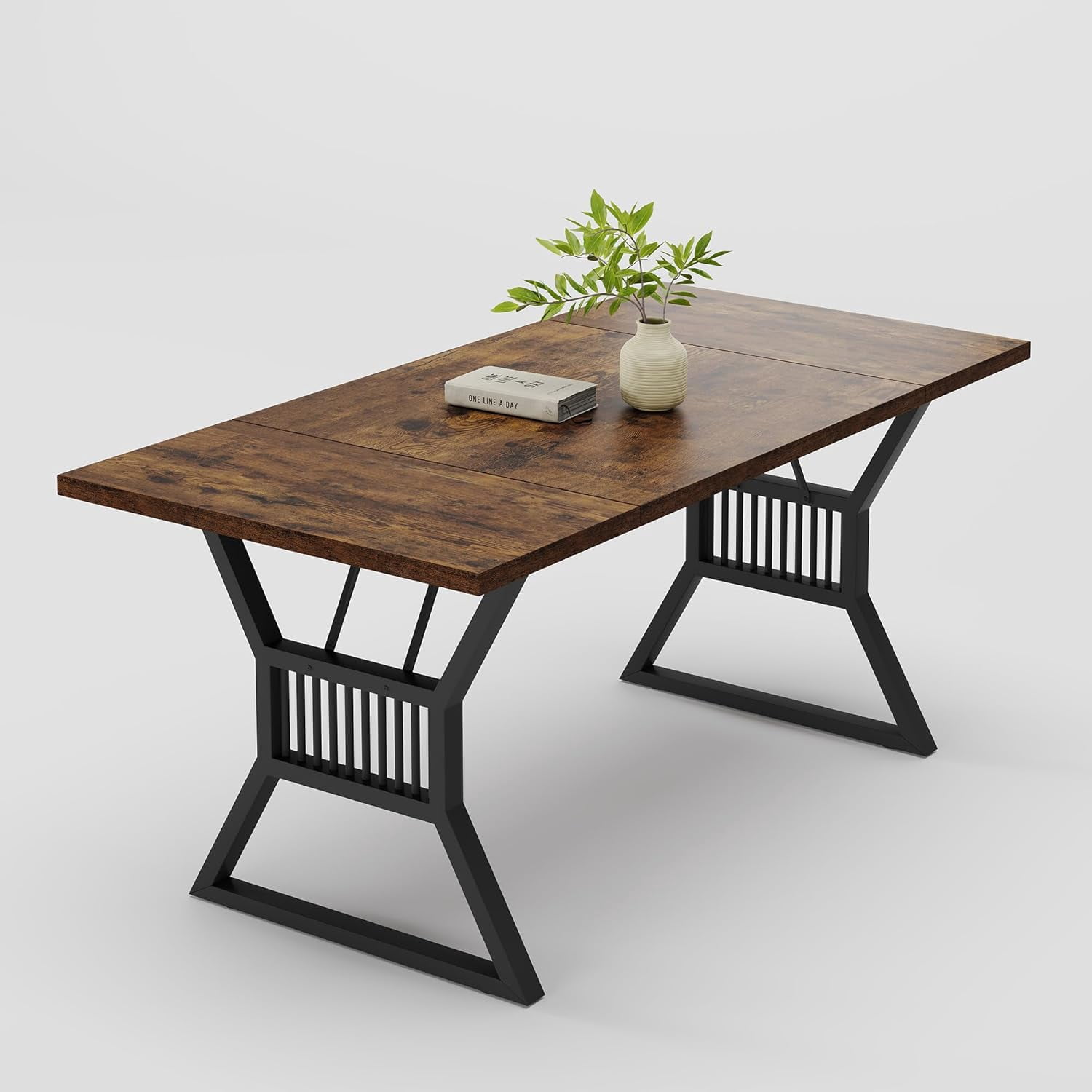 QinaQin 70.8-Inch Rectangular Dining Table for 4 6 Farmhouse Kitchen Table with Large Tabletop for Kitchen and Dining Room