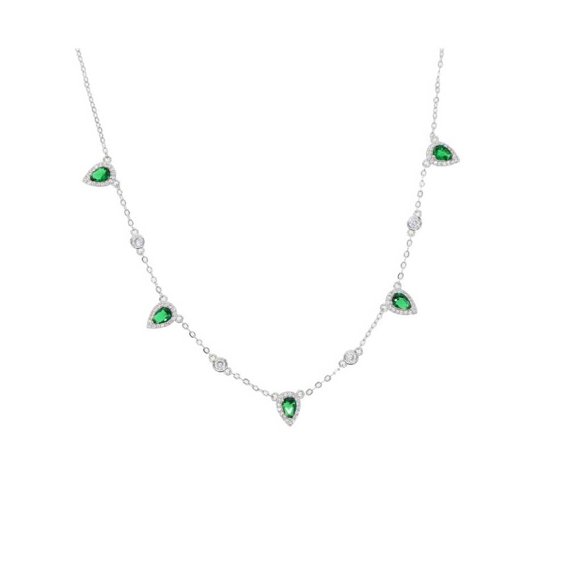 weekgood Woman Copper Metal Necklace Clavicle Chains Necklaces Zircon Neck Decor Adjustable Ladies Jewelry Party Gift Jewelries White Gold Green
