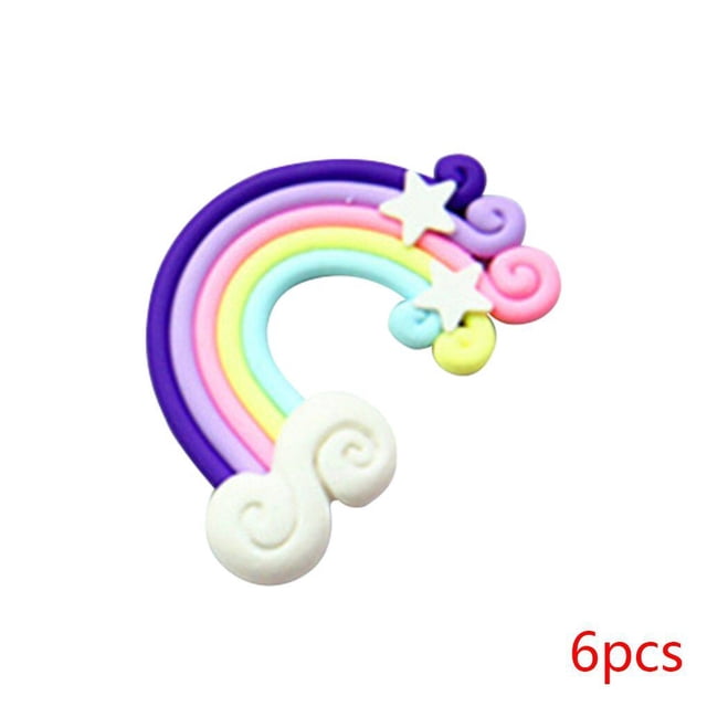 6pcs Rainbow Decoration Candy Color Decoration Nail art Stars Clouds Soft Pottery Rainbow DIY