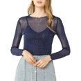 thumbnail image 1 of INSPIRE CHIC Women's Long Sleeve Mesh with Spaghetti Strap Camisole Tops, 1 of 4