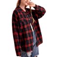 thumbnail image 2 of Women Plaid Flannel Shirt Jacket Button Down Lapel Long Sleeve Shirts Blouse Shacket Cardigan Coats Fall Spring Clothes, 2 of 7