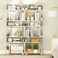 thumbnail image 2 of Costway 2 PCS Bookcase 6-Tier Bookshelf with Anti-Tipping Kit Freestanding Display Shelf White, 2 of 9