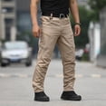 thumbnail image 4 of EGNMCR Men's Lightweight Pants, Cargo Pants Men, Linen Pants Men Mens Fashion Solid Multiple Pockets Multi Multifunctional Work Trousers Pants Men Polyester Pants, 4 of 7
