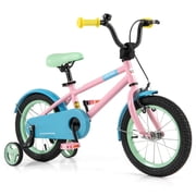 Costway 14" Kids Bike with Adjustable Saddle Handlebar Removable Training Wheels Handbrake Pink