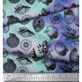 thumbnail image 3 of Soimoi Satin Silk Fabric Direction Compass & Seashell Ocean Print Fabric by The Yard 42 Inch Wide, 3 of 3