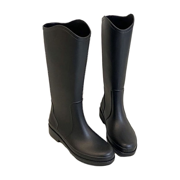 Woobling Ladies Rubber Boot Slip Resistant Garden Shoes Wide-Calf Rain Boots Comfort Waterproof Womens Casual Lightweight Work Black (High) 9