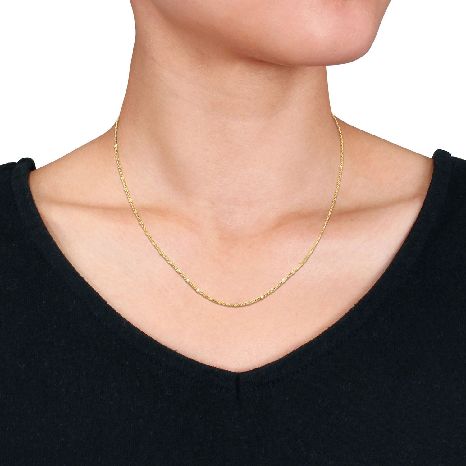 Collier chaîne à gourmette de Miabella en argent sterling plaqué en or jaune 18K