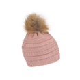 thumbnail image 2 of Gravity Threads Cable Knit Faux Fur Pom Pom Beanie Hat, India Pink, 2 of 2