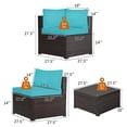 thumbnail image 3 of Costway 6PCS Patio Rattan Furniture Set Sectional Cushioned Sofa Deck Turquoise, 3 of 10