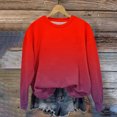 thumbnail image 4 of Milgrthf Chandails à Manches Longues pour Filles, Décontractés, Dégradé, Col Ras du Cou, Légers, Automne Hiver, Chandails à Enfiler, Hauts, Rouge, 11 Ans, 4 of 6