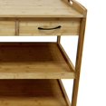 thumbnail image 3 of Walter Kitchen Bar Cart, 2 Drawers, 2 Shelves, Brown Bamboo, Rolling Wheels, 3 of 6