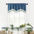 thumbnail image 1 of ZENGHUIJ Elegant Fringed Window Curtains Patterned Rod Panels Stylish Short Drapes For Home Decor, 1 of 6
