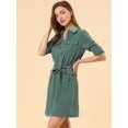 thumbnail image 3 of INSPIRE CHIC Robe-Chemise à Manches Roulées à Multiples Poches avec Ceinture pour Femme, 3 of 6
