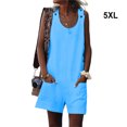 thumbnail image 1 of Combinaison Décontractée pour Femme, Été, Col Rond, Sans Manches, Élégante, Ample, Salopette, Couleur Unie, Poches avant, Barboteuse, Plage, Marche, Bleu, 5TG, 1 of 5