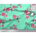 thumbnail image 2 of Soimoi Tissu Popeline de Coton Feuilles et Fleurs Roses Imprimés de Tissu au Mètre 56 Pouces de Large, 2 of 3