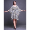 thumbnail image 4 of Bimba Feuilles Femmes Court Plage Caftan Tenue de Plage Bikini Couvre-Maillot Robe Midi-P-L, 4 of 5