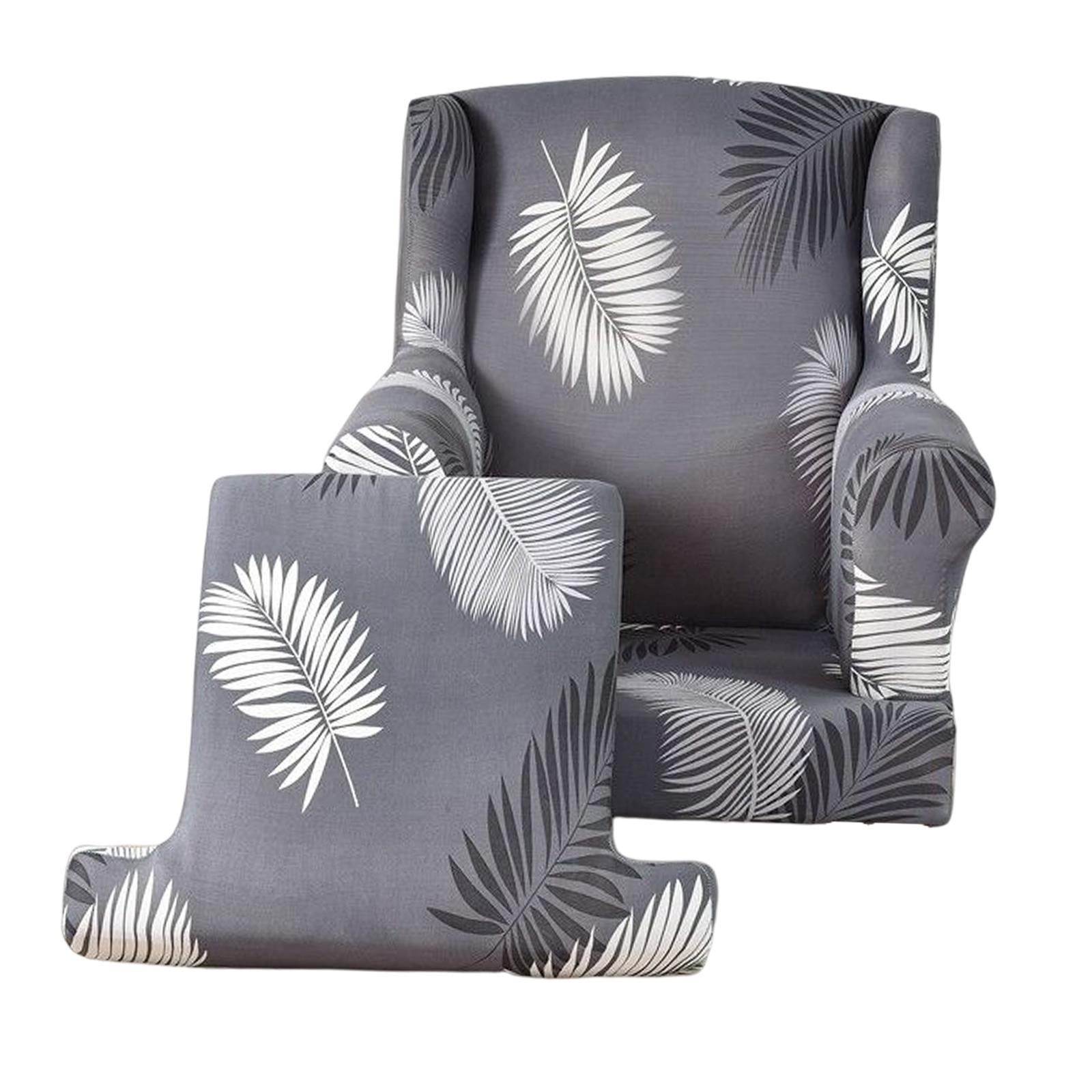 Stretch Wingback Chair Cover Washable Single Sofa Seat Cover for Bedroom Wedding Gray