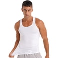 thumbnail image 1 of Ocealan Men's Tank Swimsuit Top Athletic Vest Rash Guard Shirt Solid Color Sleeveless Workout Playwear White M, 1 of 7