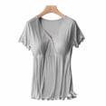 thumbnail image 1 of LSLJS Hauts de Maternité pour Femmes à Manches Courtes, Col en V, Chemises de Grossesse, Blouse d'Allaitement, Hauts de Maternité ( m, Gris ), 1 of 3