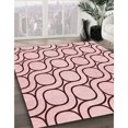 thumbnail image 3 of Ahgly Tapis Rond Lavable en Machine Intérieur Transitionnel Rose Clair, 8 Pieds Rond, 3 of 7