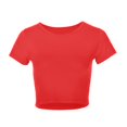 thumbnail image 4 of JIRNDf Hauts pour Femmes T-Shirts d'Été Tendance Mode Manches Courtes Mignon Court Basique Col Rond Coupe Ajustée Blouse pour Femmes Tunique Décontractée Hauts Rouge m, 4 of 5