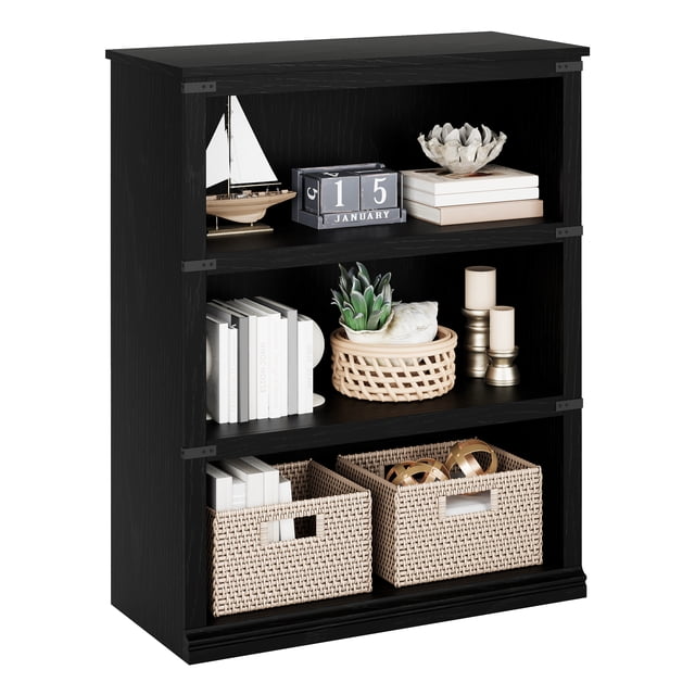 Yiwa Farmhouse Style Bookcase, Tall Rustic Wood Display Shelf with Open Storage for Home Office or Living Room