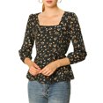 thumbnail image 1 of INSPIRE CHIC Blouse à Manches Longues à Encolure Carrée Florale pour Femmes avec Ceinture, 1 of 7
