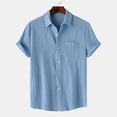 thumbnail image 2 of Men Casual Solid Turndown Short Sleeve Button Closure Shirt Hawaii Blouse, 2 of 9