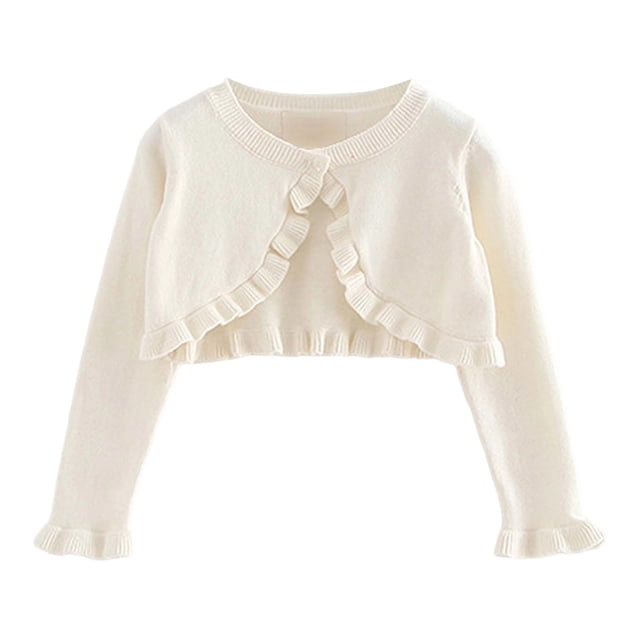 Hjtefg Girls' Knit Cardigan - Soft Lightweight Sweater | Comfortable Layering Piece for Versatile Styling,Color: White Size: 3-4 Years