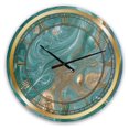 thumbnail image 1 of Designart Marbre Nature Vert et Or horloge murale, 1 of 3