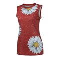 thumbnail image 4 of Qertyioot Hauts pour Femmes Hauts d'Été Col Rond Imprimé Marguerite Débardeur Sans Manches T-Shirts Blouse Graphique, 4 of 9