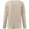 thumbnail image 4 of Hauts pour Femmes Beige Col Rond Couleur Unie Couture Ajourée T-Shirt à Manches Longues pour Sortir, 4 of 5